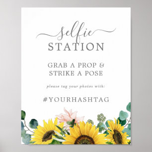 Rustikale Sonnenblumen-Selfie-Station Hochzeits-Ha Poster