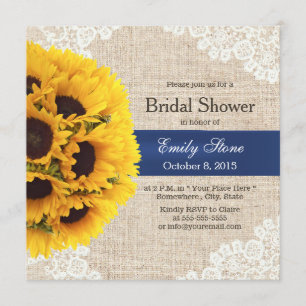 Rustikale Sonnenblumen Spitze & Jute Brause Shower Einladung
