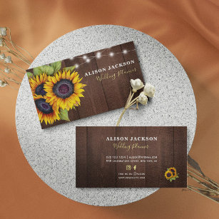 Rustikale Sonnenblumen Stallenholz Hochzeitsplaner Visitenkarte