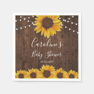 Rustikale Sonnenblumen Streichelleuchten Wood Baby Serviette