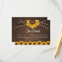 Rustikale Sonnenblumen-Streichellichter Hochzeitde Begleitkarte