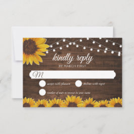 Rustikale Sonnenblumen-String-Lichter Hochzeitsant RSVP Karte