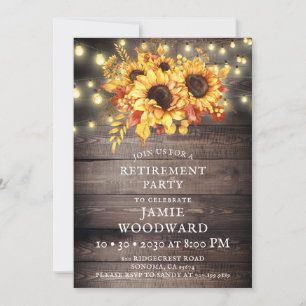 Rustikale Sonnenblumen String Lights Pension Party Einladung