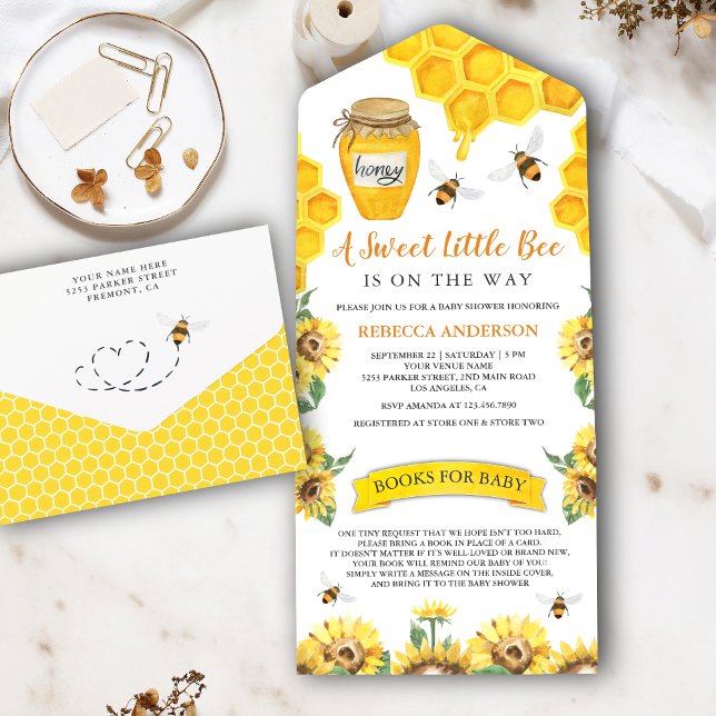 Rustikale Sonnenblumen Sweet Honey Bee Baby Dusche All In One Einladung (Von Creator hochgeladen)