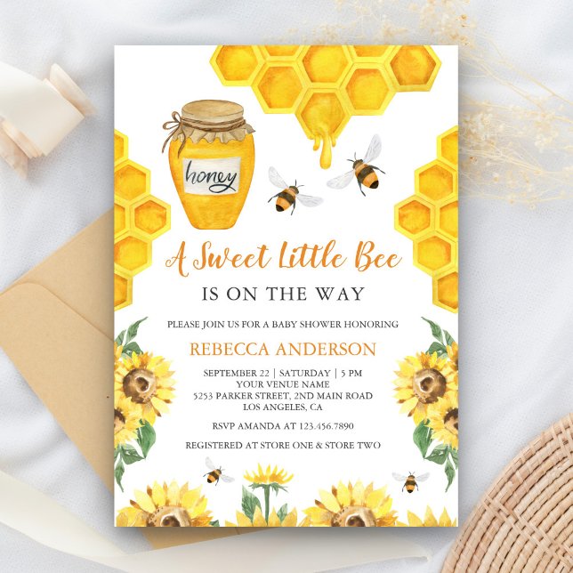 Rustikale Sonnenblumen Sweet Honey Bee Baby Dusche Einladung (Von Creator hochgeladen)