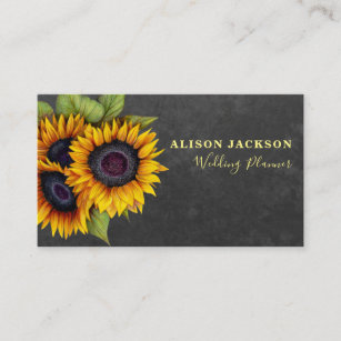 Rustikale Sonnenblumen Tafel Hochzeitsplaner Visitenkarte