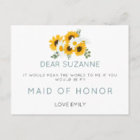 Rustikale Sonnenblumen Trauzeugin Anfrage