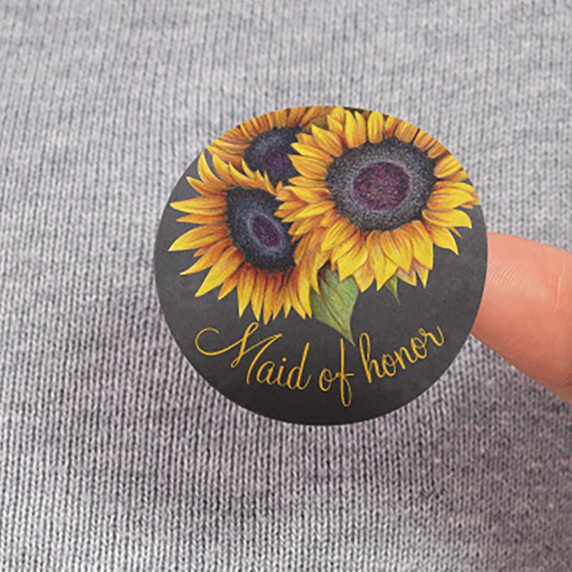Rustikale Sonnenblumen Trauzeugin Button (Von Creator hochgeladen)