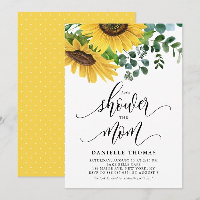 Rustikale Sonnenblumen und Eukalyptus Fall Babydus Einladung (Vorne/Hinten)