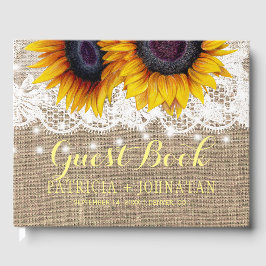 Rustikale Sonnenblumen und Hochzeit Gästebuch