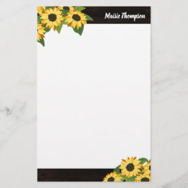 Rustikale Sonnenblumen und Holz mit Ihrem Namen Briefpapier