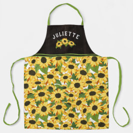 Rustikale Sonnenblumen und Holzbezeichnung Schürze