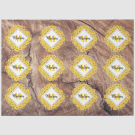 Rustikale Sonnenblumen und Holztextur Monogramm Seidenpapier