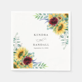 Rustikale Sonnenblumen und Rose Blumenzehen Serviette