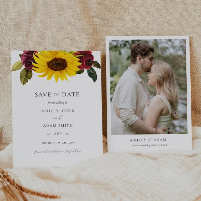 Rustikale Sonnenblumen und Rose Save the Date Einladung (Von Creator hochgeladen)