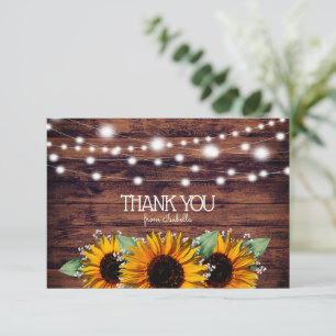 Rustikale Sonnenblumen und Twinkle Lights Vielen D Dankeskarte
