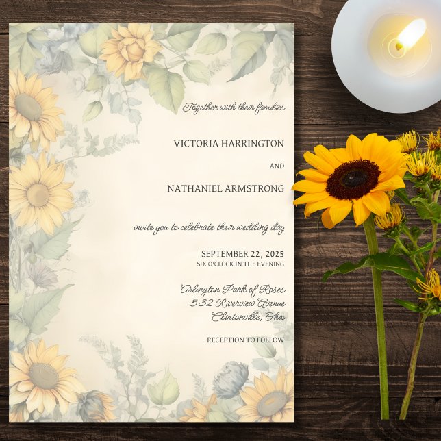 Rustikale Sonnenblumen und Weinstöcke Einladung (Von Creator hochgeladen)
