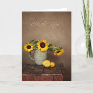 Rustikale Sonnenblumen und Zitronen Dankeskarte