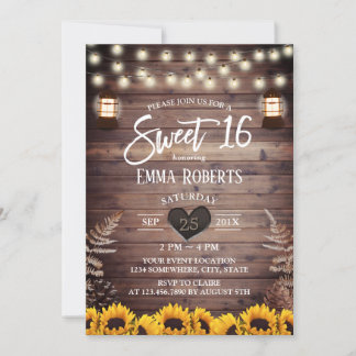Rustikale Sonnenblumen Vintage Laternenrübe 16 Einladung