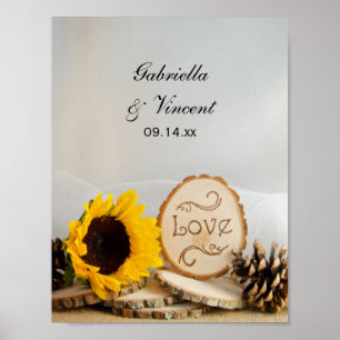 Rustikale Sonnenblumen-Waldhochzeit Poster