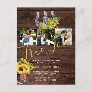 Rustikale Sonnenblumen Western Barn Horseshos Foto Postkarte