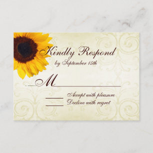 Rustikale Sonnenblumen Wirbel Hochzeit RSVP-Karte RSVP Karte