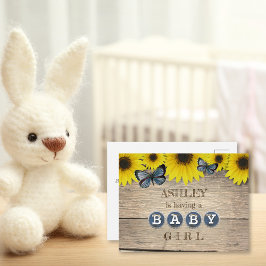 Rustikale Sonnenblumendusche Einladung | Mädchen Postkarte