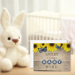 Rustikale Sonnenblumendusche Einladung   Mädchen Postkarte