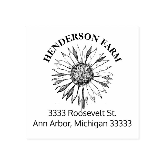 Rustikale Sonnenblumenfirma Rubber Briefmarke Gummistempel (Prägung)