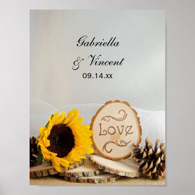 Rustikale Sonnenblumenhochzeit Poster (Vorne)
