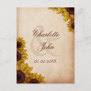Rustikale Sonnenblumenhochzeit Postkarte