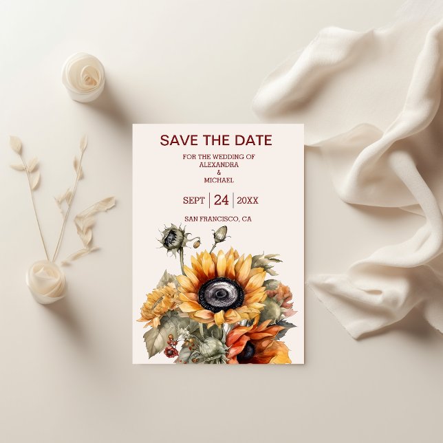 Rustikale Sonnenblumenhochzeit Save The Date (Von Creator hochgeladen)