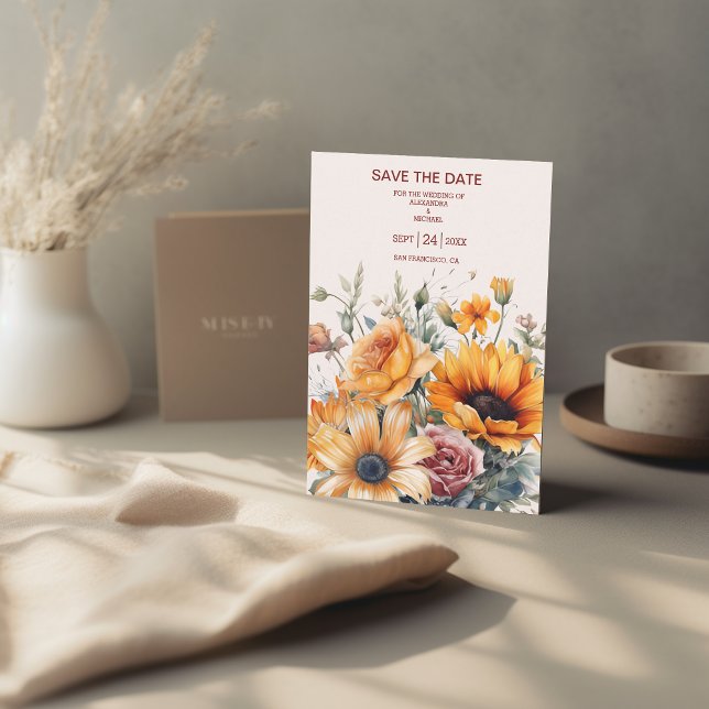 Rustikale Sonnenblumenhochzeit Save The Date (Von Creator hochgeladen)