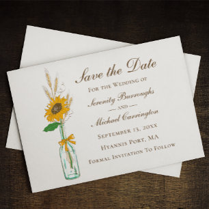 Rustikale Sonnenblumenhochzeit Save the Date Ankündigung