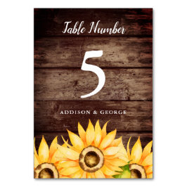 Rustikale Sonnenblumenhochzeit Tischnummer
