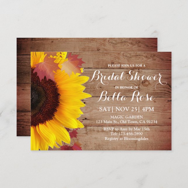 Rustikale Sonnenblumenkarten für Brautpartys aus H Einladung (Vorne/Hinten)