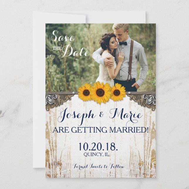 Rustikale Sonnenblumenlace & Burlap Wedding Card Einladung (Vorderseite)