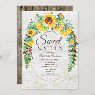 Rustikale Sonnenblumenleuchten 16 . Geburtstag Einladung