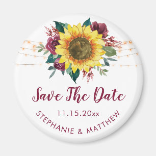 Rustikale Sonnenblumenleuchten Save the Date Magnet