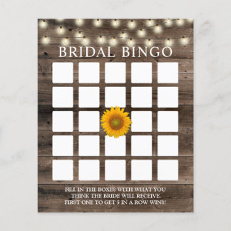 Rustikale Sonnenblumenmauer Holz Bridal Bingo Spie