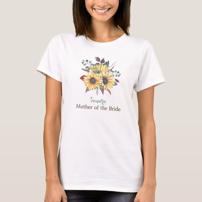 Rustikale Sonnenblumenmutter von Braut oder Groom  T-Shirt (Vorderseite)