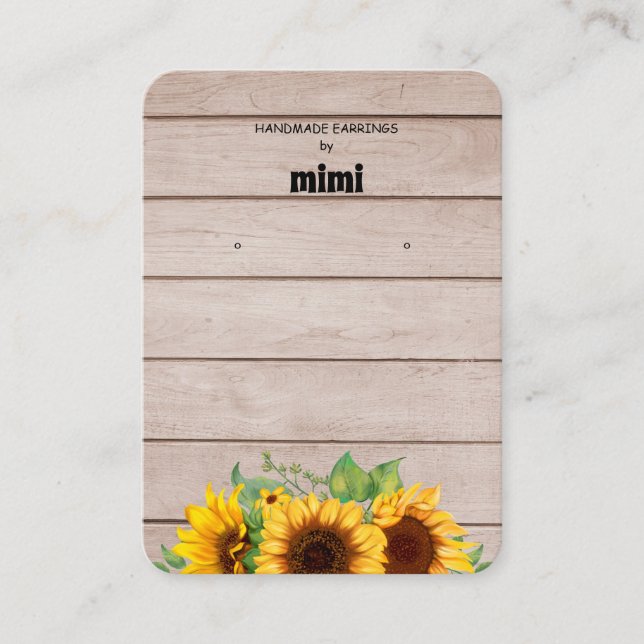 Rustikale Sonnenblumenöfen zeigen Visitenkarte an (Vorderseite)