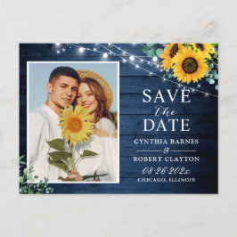 Rustikale Sonnenblumensäulenleuchten Save the Date Postkarte