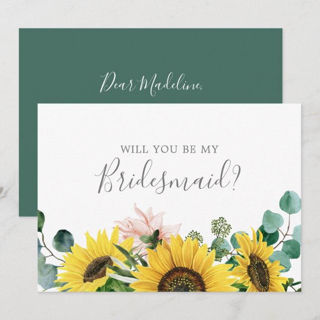 Rustikale Sonnenblumenüberdachungskarte Einladung (Vorne/Hinten)