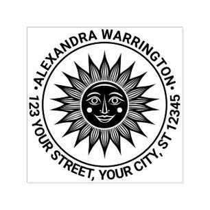 Rustikale Sonnenstrahlen mit Gesicht #2 Name Rücks Permastempel