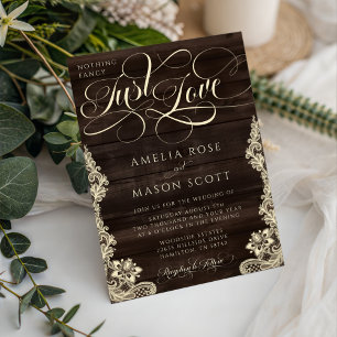 Rustikale Spitze Dunkle Holz Hochzeit Just Love Sc Einladung