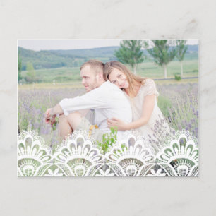 RUSTIKALE SPITZE   HEIRATSTAGS-FOTOPOSTKARTE ANKÜNDIGUNGSPOSTKARTE