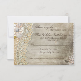 Rustikale Spitzen bedrückte Hochzeitsempfang UAWG RSVP Karte