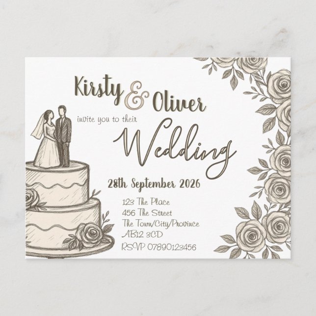 Rustikale Spitzen-Kalligrafie Postkarte (Vorderseite)