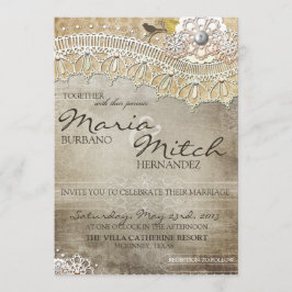 Rustikale Spitzen Not leidende Hochzeitseinladung Einladung